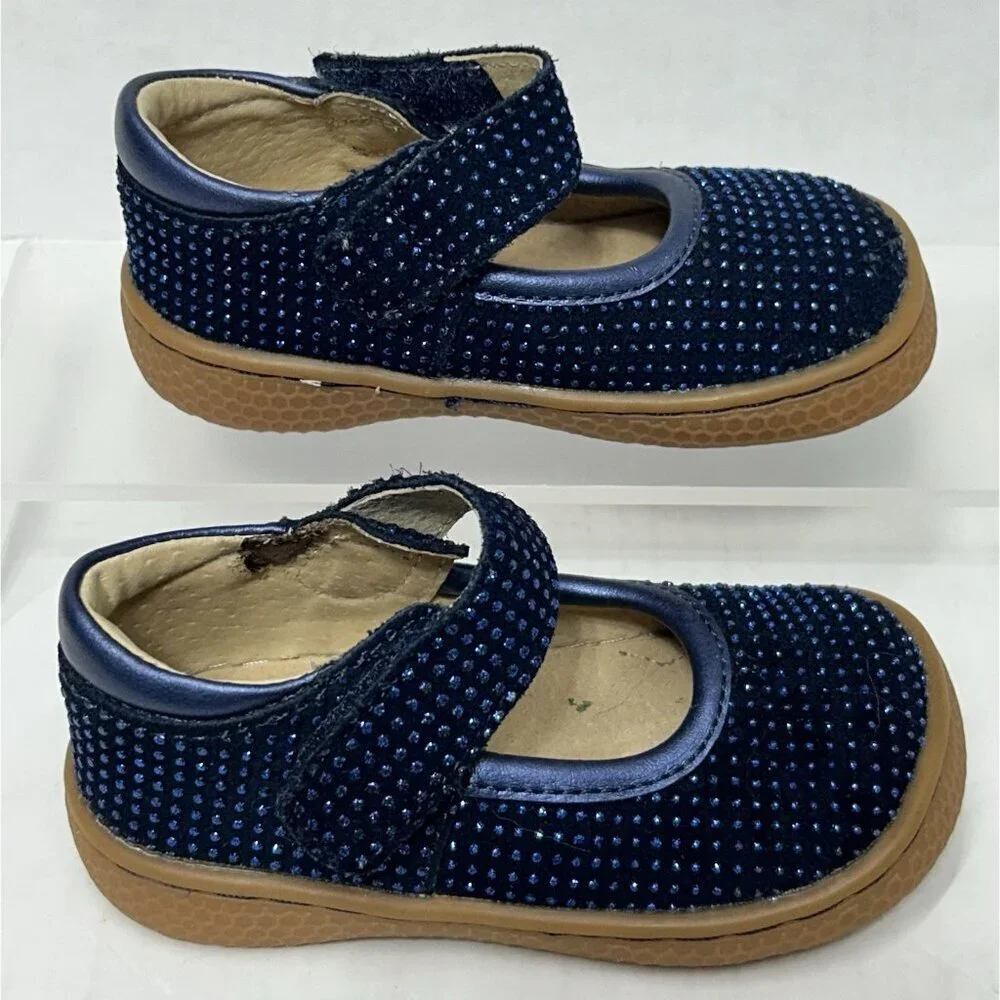 Livie And Luca Size 4 Navy Blue Sparkle Gemma Pebble Glitter Shoes maryjanes*EUC